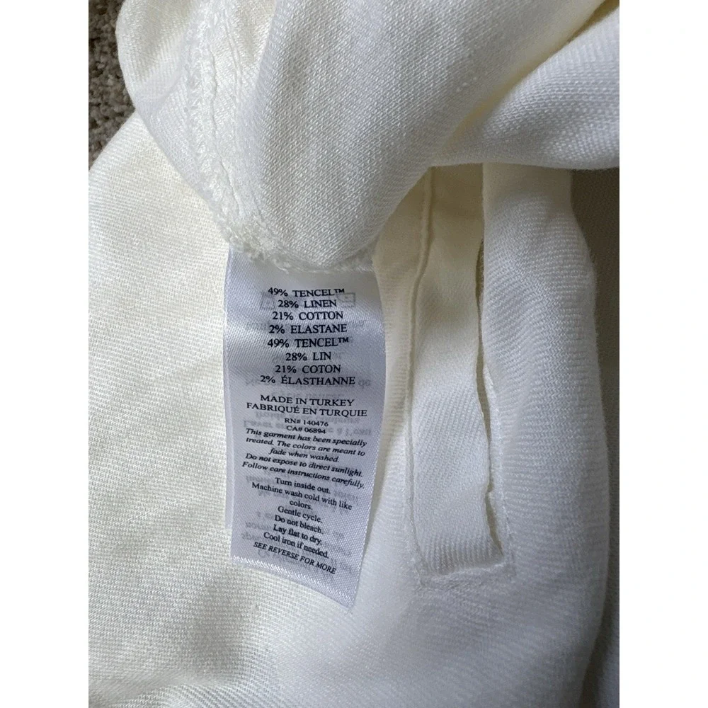 Faherty Women's XL Arlie Day Pull On Jogger Pants Tencel Linen Blend White Beach
